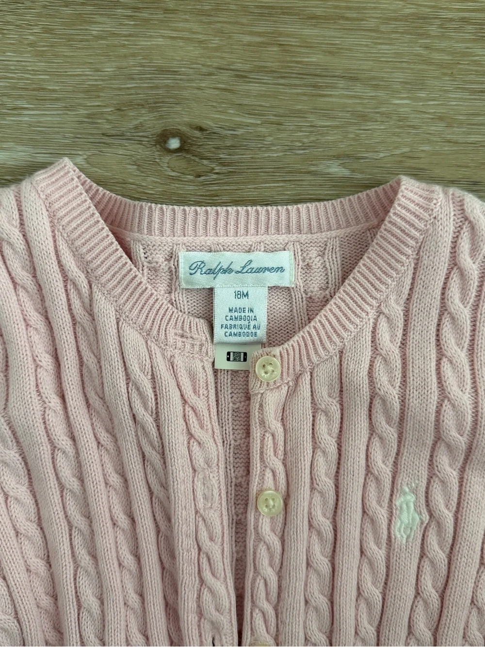 Ralph Lauren Pink Cable Knit Button-Front Cardigan